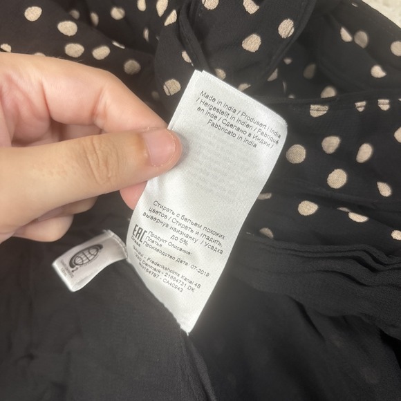 Ganni Georgette Wrap Maxi Dress Women's Size 38 Black White Polka Dot 3/4 Sleeve - Picture 9 of 16